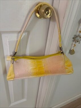Yellow Ombre Leather Italian Shoulder Bag